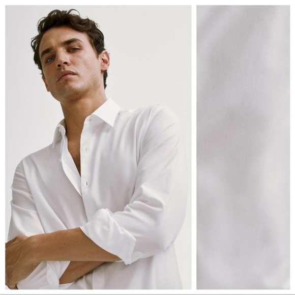 NWT. Massimo Dutti White Slim Fit Cotton Twill Shirt. Size 16,5. - Picture 3 of 14